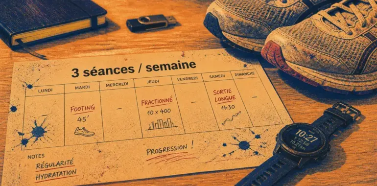 Courir 3 fois par semaine résultat : planning 3 séances footing fractionné sortie longue