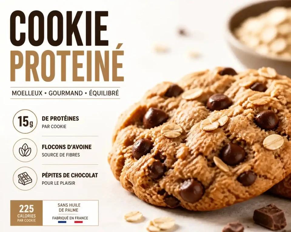 Cookie protéiné maison moelleux et gourmand sur une assiette