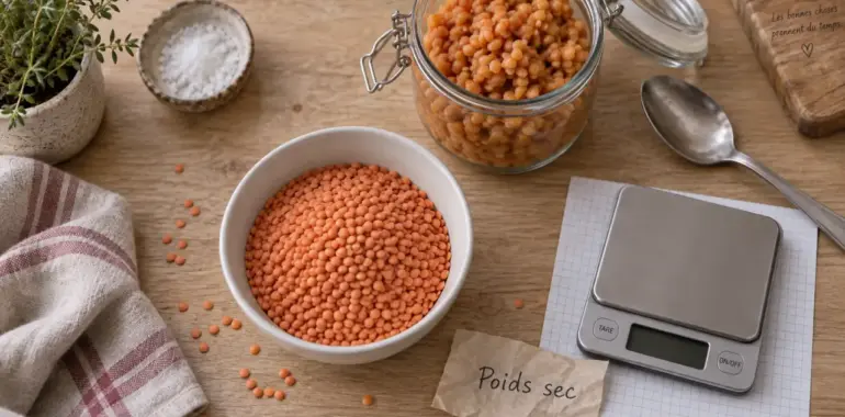Lentille corail protéine, cuisson réussie : 23 g de protéines à sec