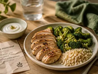 Menu minceur : assiette équilibrée protéines légumes féculents