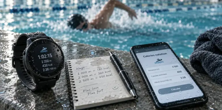 Natation calories : montre et calcul de calories en 30 minutes