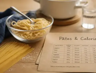 Pate cuite calorie : portion idéale de pâtes sur table
