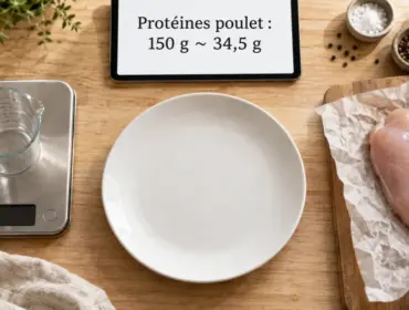 Protéine poulet : blanc cru 23 g/100 g