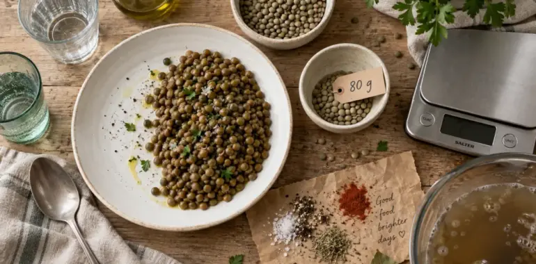 Protéines lentilles : 7 g par portion de lentilles (80 g)