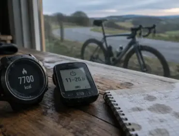 Combien de temps de vélo pour perdre 1kg : montre et compteur indiquent 11–26 h, 7700 kcal