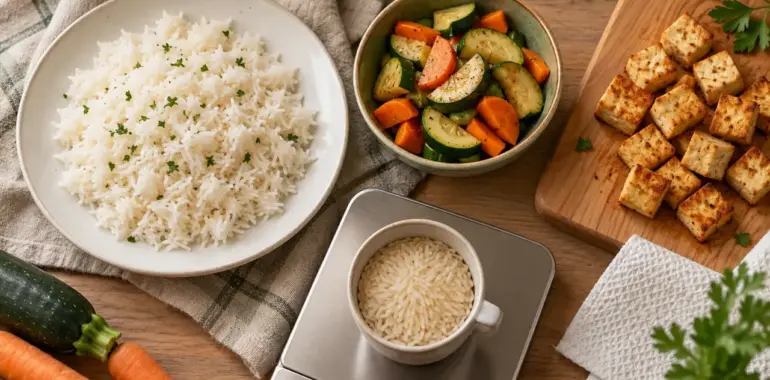 Est-ce que le riz fait grossir ? portion de riz cuit et accompagnements