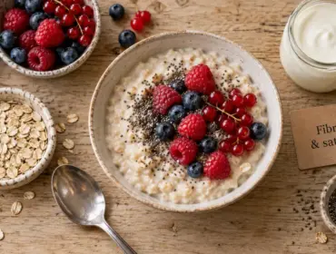 Porridge au flocon d'avoine et graisse abdominale, fibres et satiété