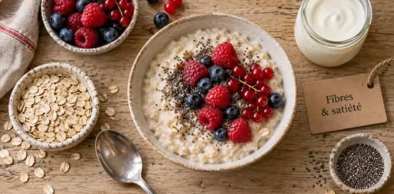 Porridge au flocon d'avoine et graisse abdominale, fibres et satiété